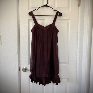 Rebecca Taylor Burgundy Silk Mini Dress